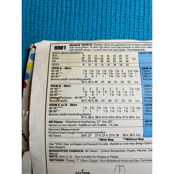 McCalls 6981 pattern straight skirt size 14 - Picture 5 of 7